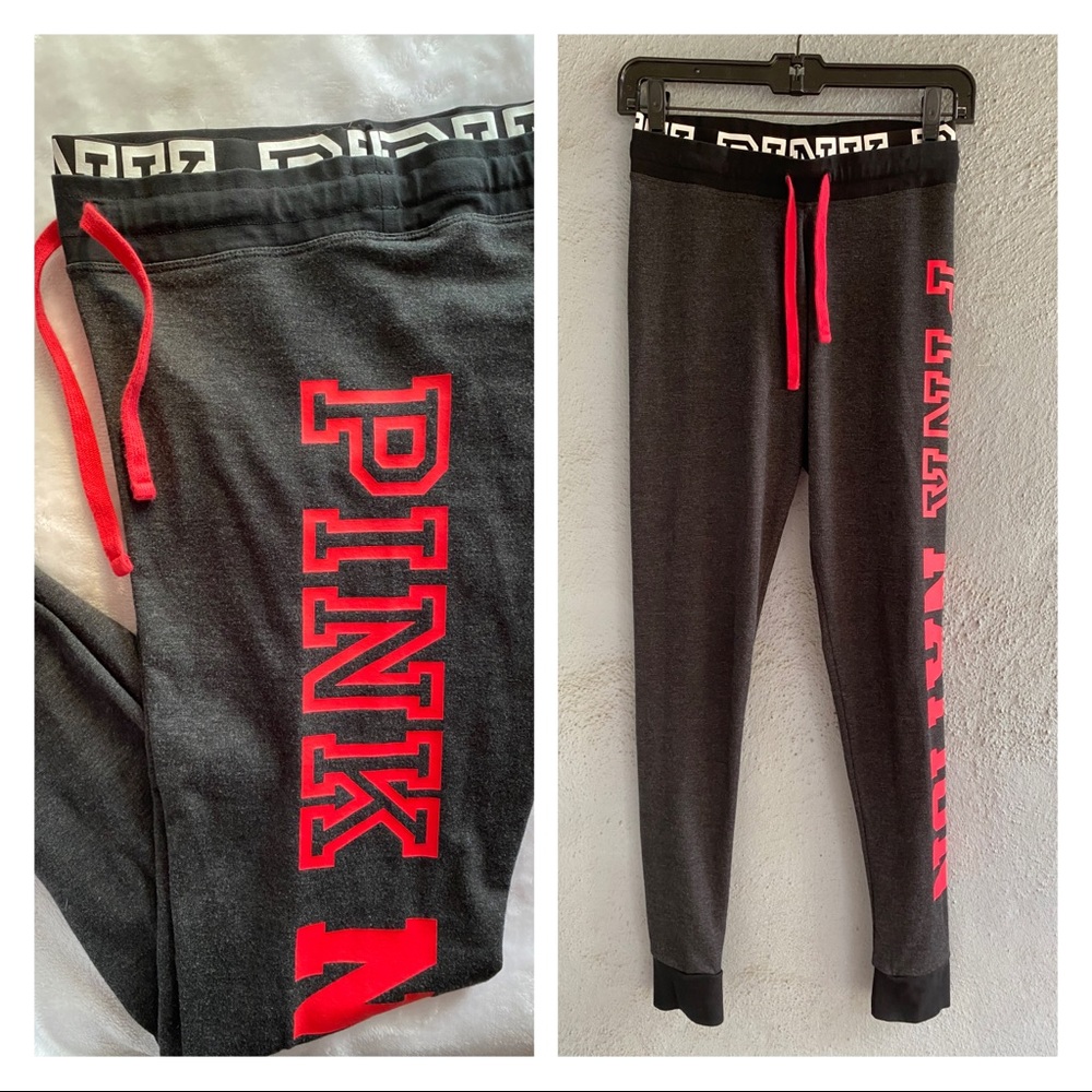 Victoria’s Secret PINK Ultimate Grey & Red PINK NATION Drawstring Yoga XS EUC